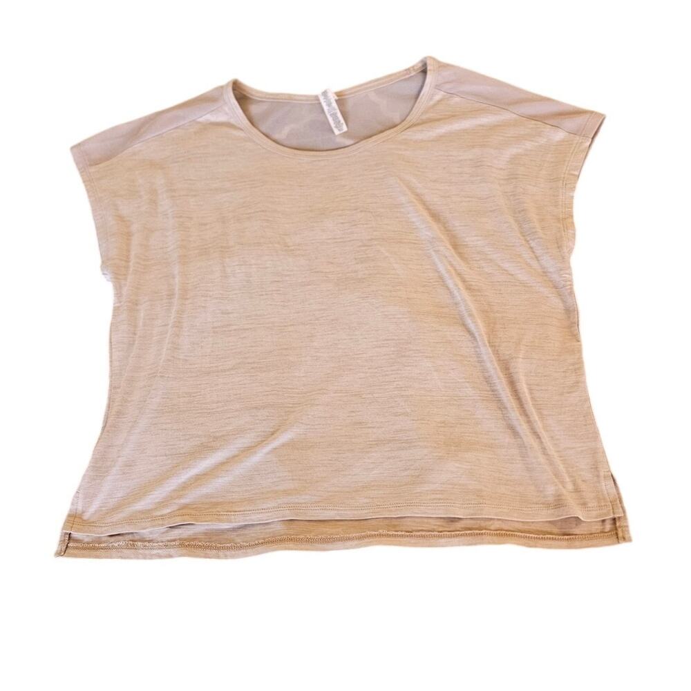 RBX Large Beige Athletic Tee Mesh Back Lightweight Workout Top Short Sleeve